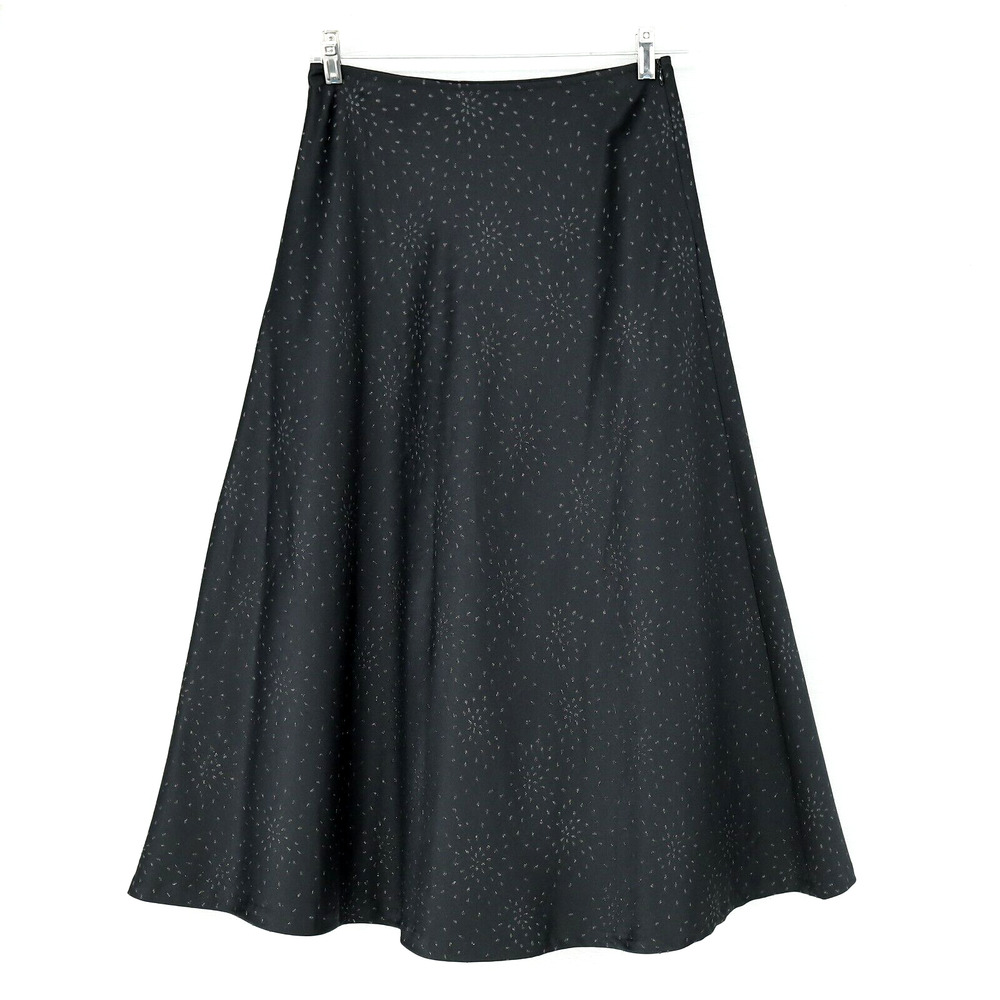 WHBM Skirt Womens 2 Black Flare Shimmer Detail Midi Satin A-line Formal Party
